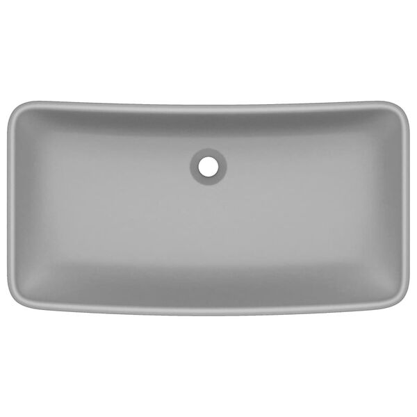 vidaXL Lavabo de luxe rectangulaire Gris clair mat 71x38 cm C&eacute;ramique