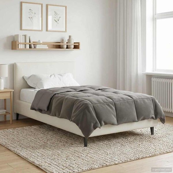 vidaXL Duvet d'&eacute;t&eacute; simple Matelass&eacute; Gris clair 140 x 220 cm Microfibre