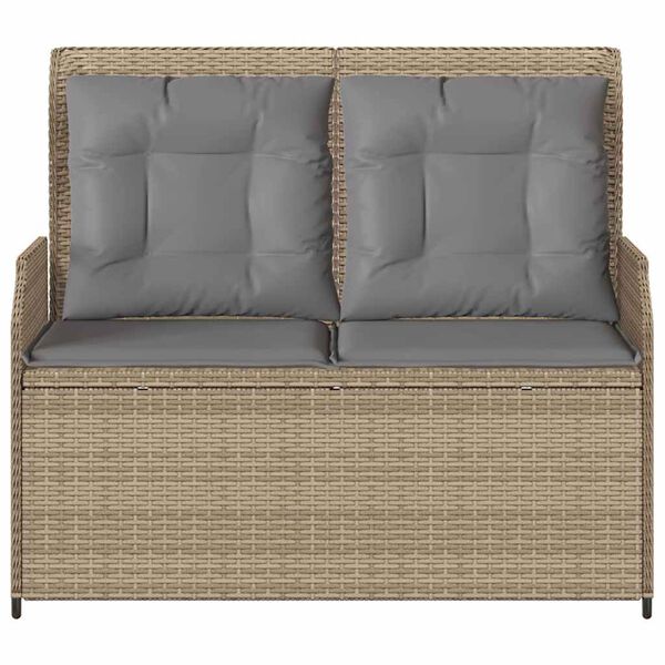 vidaXL Banc inclinable de jardin avec coussins beige résine tressée
