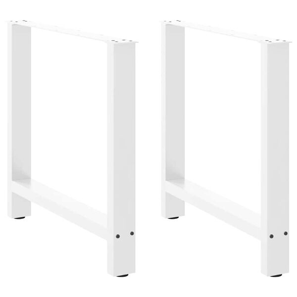 vidaXL Pieds de table &agrave; manger Blanc 2 pi&egrave;ces 70 x (72-73) cm Acier