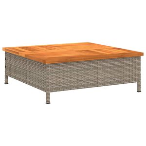 vidaXL Table de jardin gris 70x70x25 cm r&eacute;sine tress&eacute;e et bois acacia