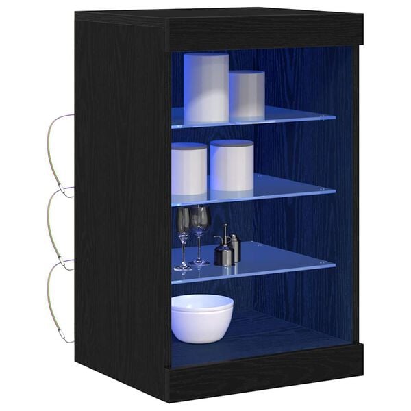 vidaXL Buffet LED Ch&ecirc;ne noir 41 x 37 x 67 cm Bois d'ing&eacute;nierie