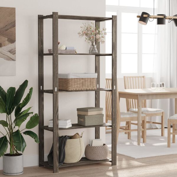 vidaXL Support de rangement &agrave; 5 niveaux gris 80x38x170 cm bois de pin