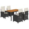 vidaXL Ensemble &agrave; manger de jardin coussins 5pcs Noir R&eacute;sine tress&eacute;e