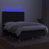 vidaXL Sommier &agrave; lattes de lit et matelas et LED Noir 140x200 cm Tissu