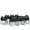 vidaXL Ensemble &agrave; manger de jardin 9 pcs Noir
