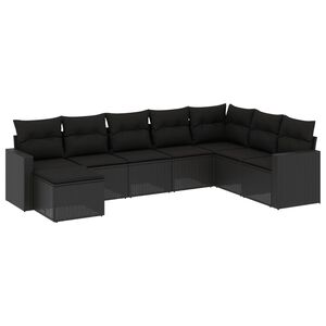 vidaXL Salon de jardin 8 pcs avec coussins noir r&eacute;sine tress&eacute;e