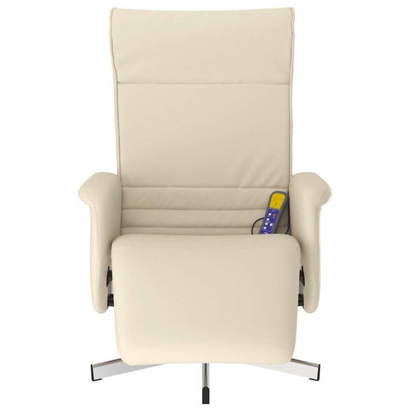 vidaXL Fauteuil inclinable de massage et repose-pieds cr&egrave;me similicuir
