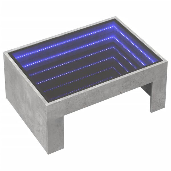 vidaXL Table basse avec LED infini gris b&eacute;ton 70x50x30 cm