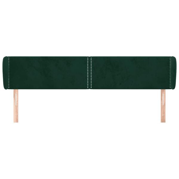 vidaXL T&ecirc;te de lit avec oreilles Vert fonc&eacute; 183x23x78/88 cm Velours