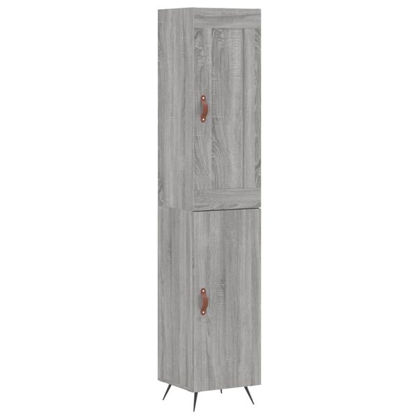 vidaXL Buffet haut Sonoma gris 34,5x34x180 cm Bois d'ing&eacute;nierie
