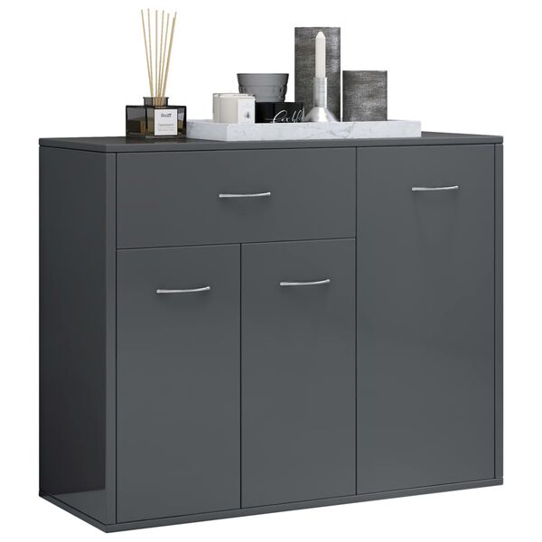 vidaXL Buffet gris brillant 88x30x70 cm bois d'ing&eacute;nierie