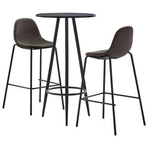 vidaXL Ensemble de bar 3 pcs Tissu Gris fonc&eacute;