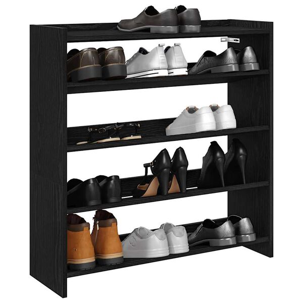 vidaXL &Eacute;tag&egrave;re &agrave; chaussures noir 80x25x81 cm bois d'ing&eacute;nierie