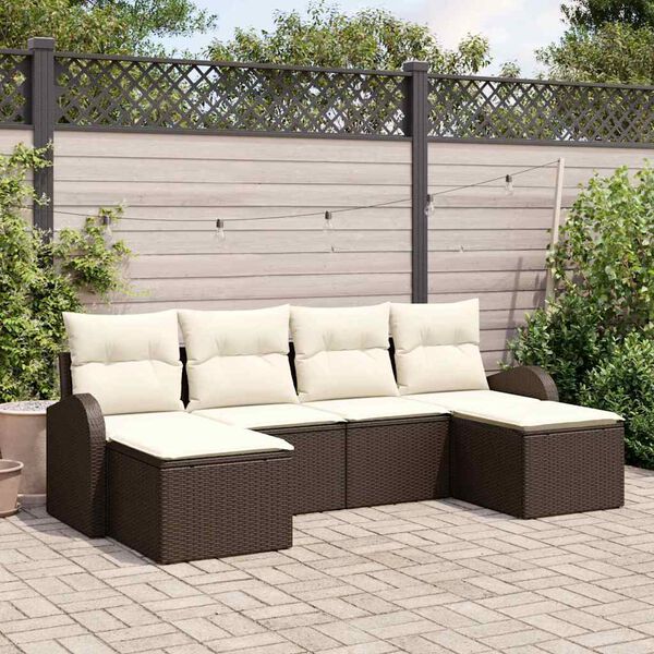vidaXL Ensemble de canapé de jardin 6 pcs Marron Poly Rattan