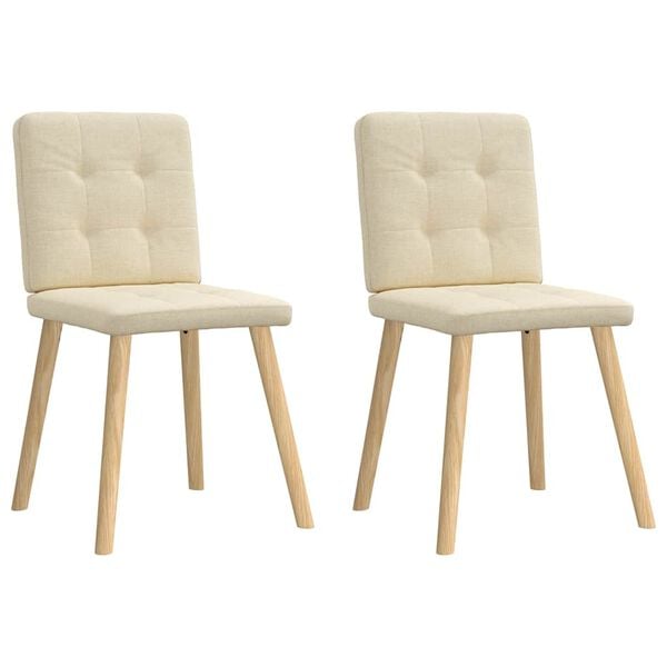 vidaXL Chaises &agrave; manger lot de 2 cr&egrave;me tissu