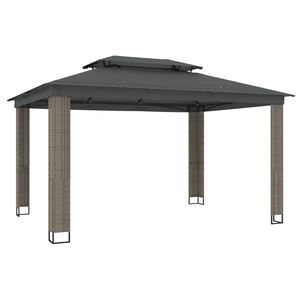 vidaXL Tonnelle &agrave; double toit anthracite 3,94x2,96 m acier