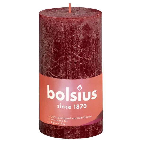 Bolsius Bougies pilier rustiques Shine 4 pcs 130x68 mm Rouge velours