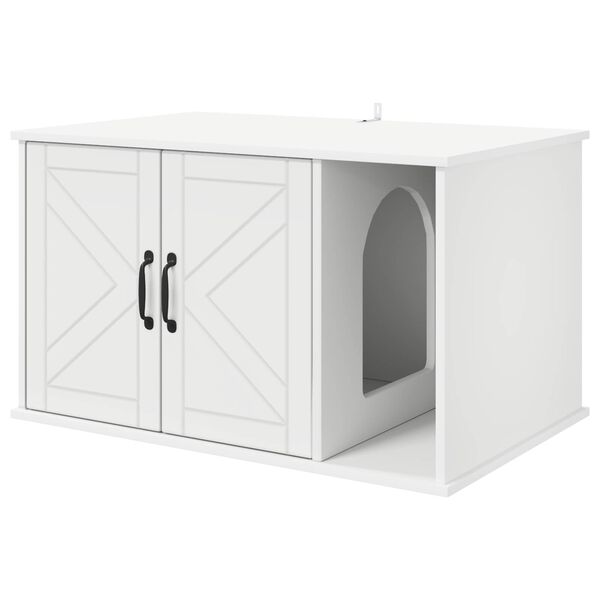 vidaXL Maison pour chat Blanc 85 x 55 x 50 cm Bois d'ing&eacute;nierie