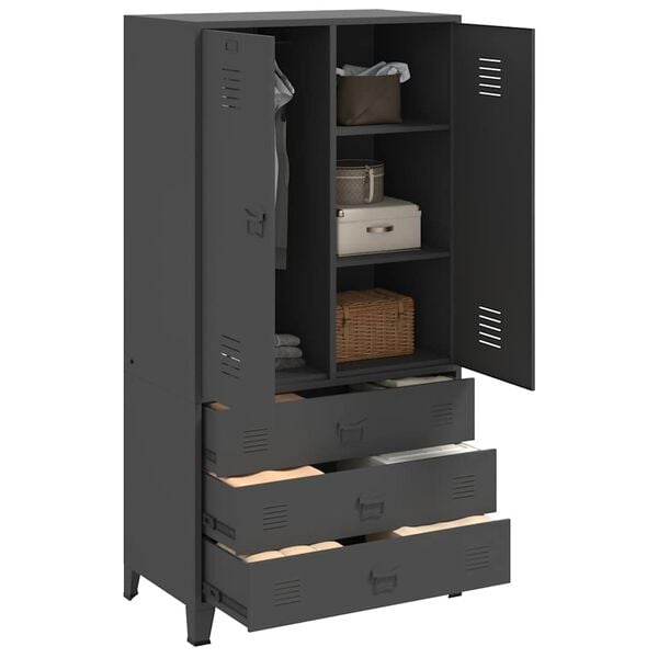 vidaXL Garde-robe industrielle Anthracite 90x50x180 cm M&eacute;tal