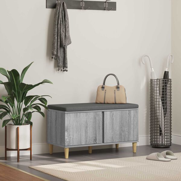 vidaXL Banc d'entr&eacute;e avec coussin Gris Sonoma 80 x 38 x 46 cm