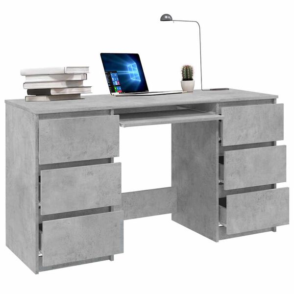 vidaXL Bureau Gris béton 140x50x77 cm Bois d'ingénierie