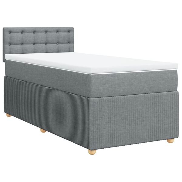 vidaXL Sommier &agrave; lattes de lit avec matelas Gris clair 90x200 cm Tissu