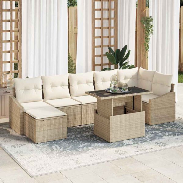 vidaXL Ensemble de canap&eacute; de jardin avec coussin 8 pcs Beige et cr&egrave;me