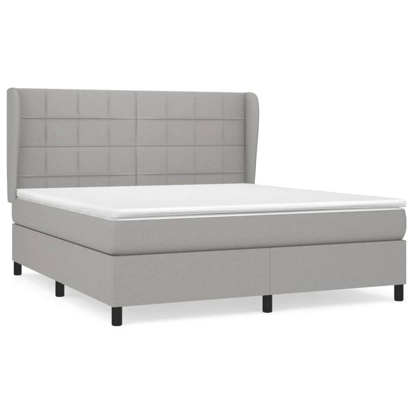vidaXL Sommier &agrave; lattes de lit avec matelas Gris clair 180x200cm Tissu