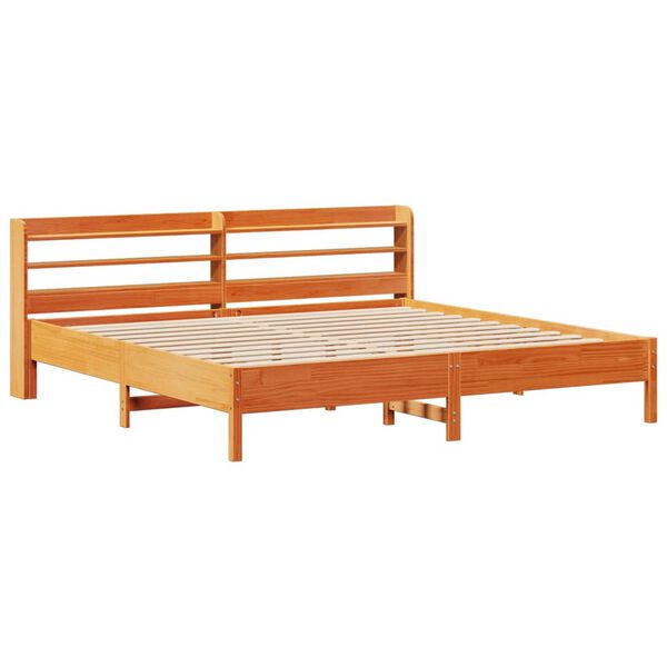 vidaXL Cadre de lit sans matelas cire marron 200x200cm bois pin massif