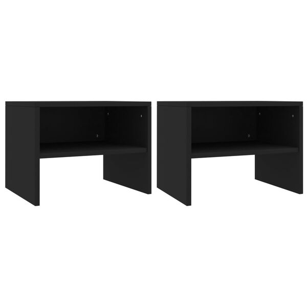 vidaXL Tables de chevet 2 pcs Noir 40x30x30 cm Bois d'ing&eacute;nierie