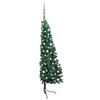 vidaXL Demi-arbre de No&euml;l artificiel pr&eacute;-&eacute;clair&eacute; et boules vert 180 cm