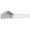vidaXL Poulailler avec toit et enclos 2 pc Argent&eacute; 8 x 2 x 1,9 m