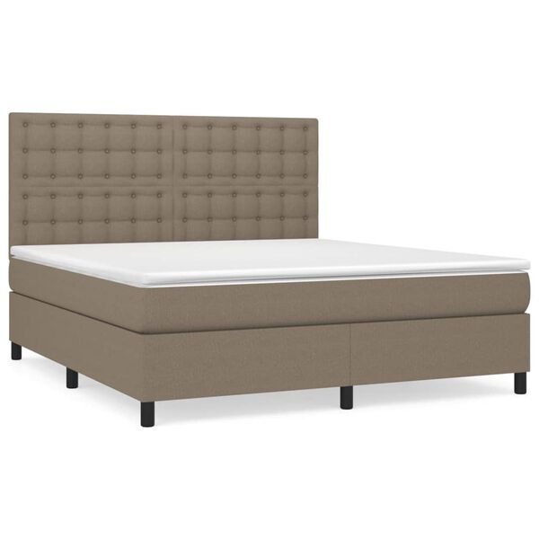 vidaXL Sommier &agrave; lattes de lit avec matelas Taupe 180x200 cm Tissu