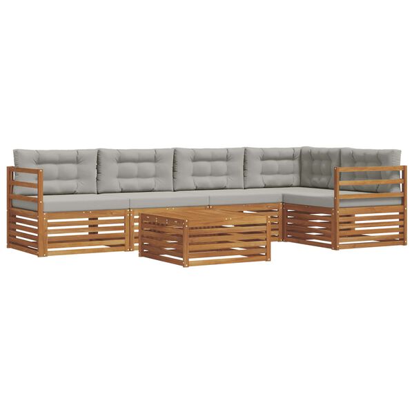 vidaXL Ensemble de canap&eacute;s d'ext&eacute;rieur 6 pcs Gris Naturel et Clair