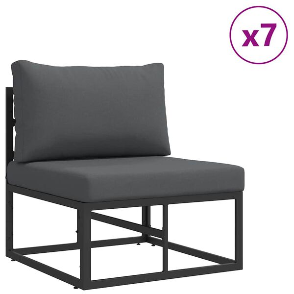 vidaXL Ensemble de canapé de jardin avec coussin 12 pcs Noir Aluminium
