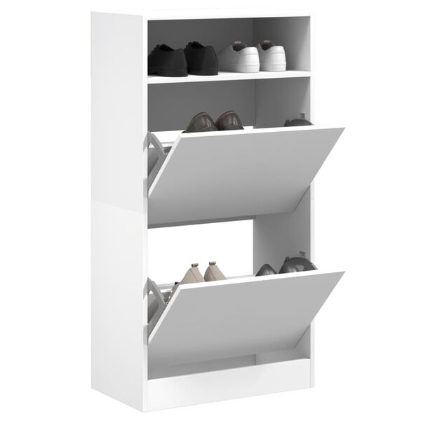vidaXL Armoire &agrave; chaussures blanc 60x34x116 cm bois d'ing&eacute;nierie