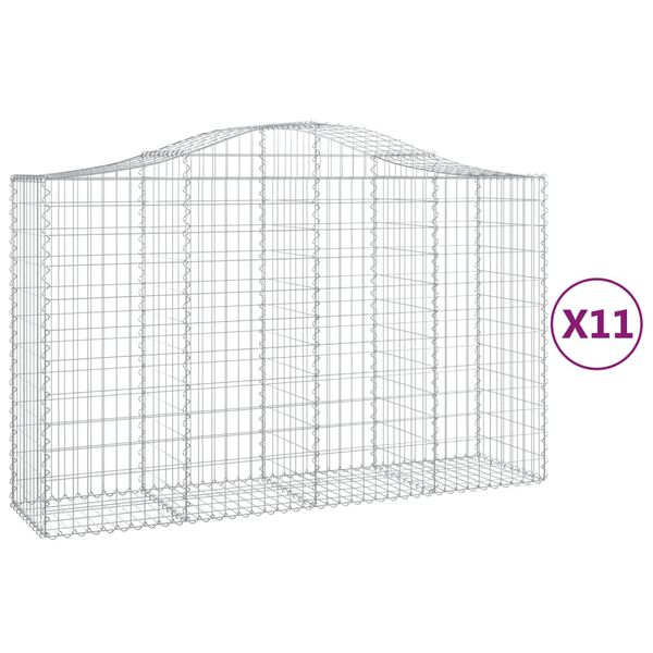 vidaXL Paniers &agrave; gabions arqu&eacute;s 11 pcs 200x50x120/140 cm Fer galvanis&eacute;