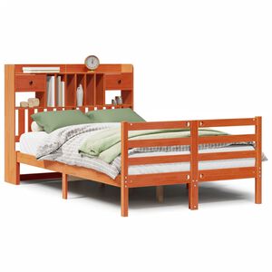 vidaXL Lit biblioth&egrave;que sans matelas cire marron 135x190 cm pin massif