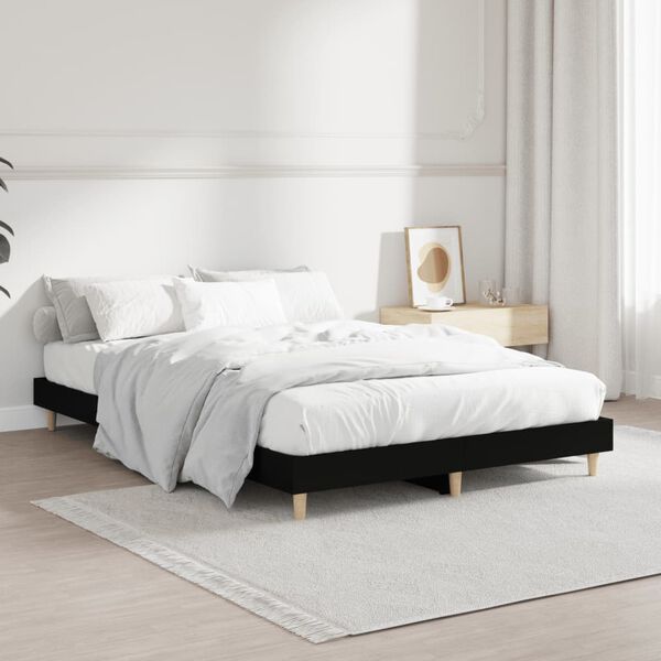 vidaXL Cadre de lit sans matelas noir 120x190 cm bois d'ing&eacute;nierie