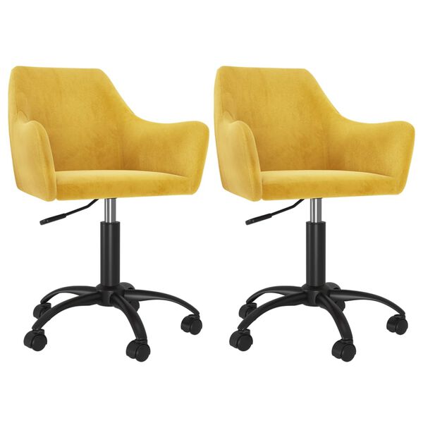 vidaXL Chaises &agrave; manger pivotantes lot de 2 jaune moutarde velours