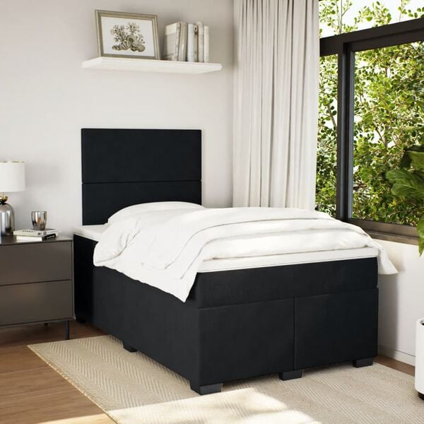 vidaXL Sommier &agrave; lattes de lit avec matelas Noir 120x200 cm Velours
