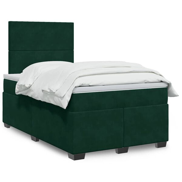vidaXL Sommier &agrave; lattes de lit avec matelas vert fonc&eacute; 120x190 cm