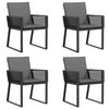 vidaXL Chaises de jardin lot de 4 avec coussins noir r&eacute;sine tress&eacute;e