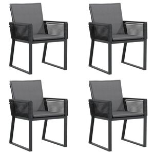 vidaXL Chaises de jardin lot de 4 avec coussins noir r&eacute;sine tress&eacute;e