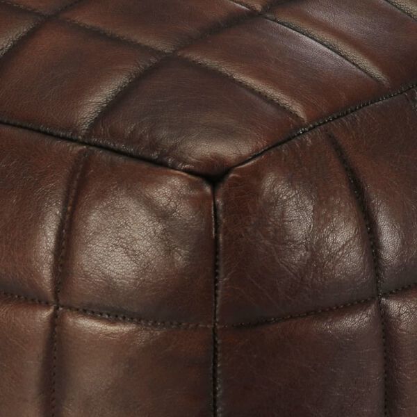 vidaXL Pouf 40 x 40 x 40 cm Marron foncé Cuir véritable de chèvre