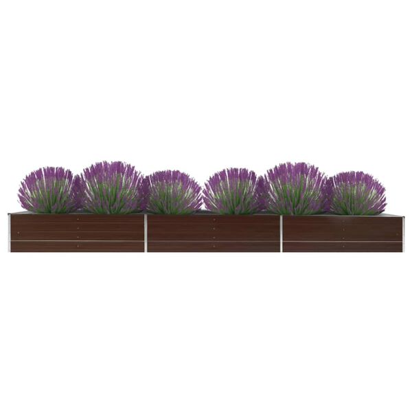 vidaXL Lit sur&eacute;lev&eacute; de jardin Acier galvanis&eacute; 480x80x45 cm Marron