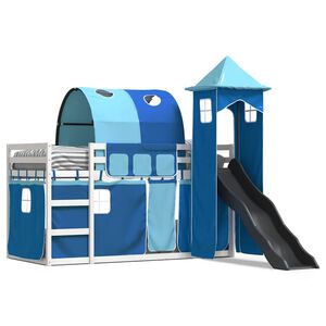 vidaXL Lit superpos&eacute; sans matelas avec toboggan et rideaux 90x200 cm