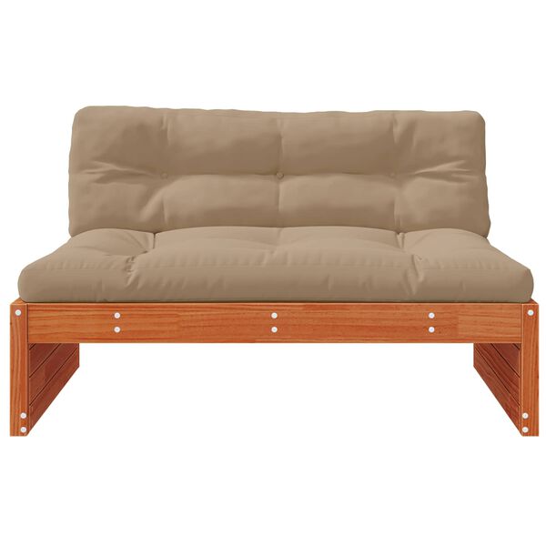 vidaXL Sofa de jardin milieu Pin massif Brun Cir&eacute;