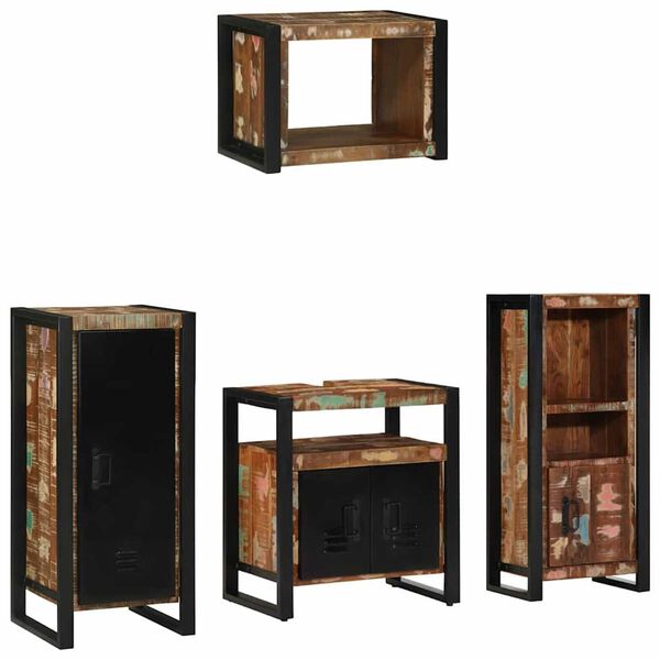 vidaXL Ensemble de mobilier de salle de bain 4 pcs Bois Recyclé Solide